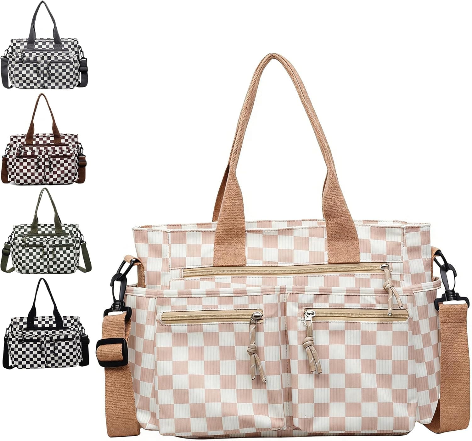 Corduroy Tote Bag for Women, Laptop Work Tote Bag Teacher Nurse Bible Bag for School Travel, Zipper Crossbody Bag