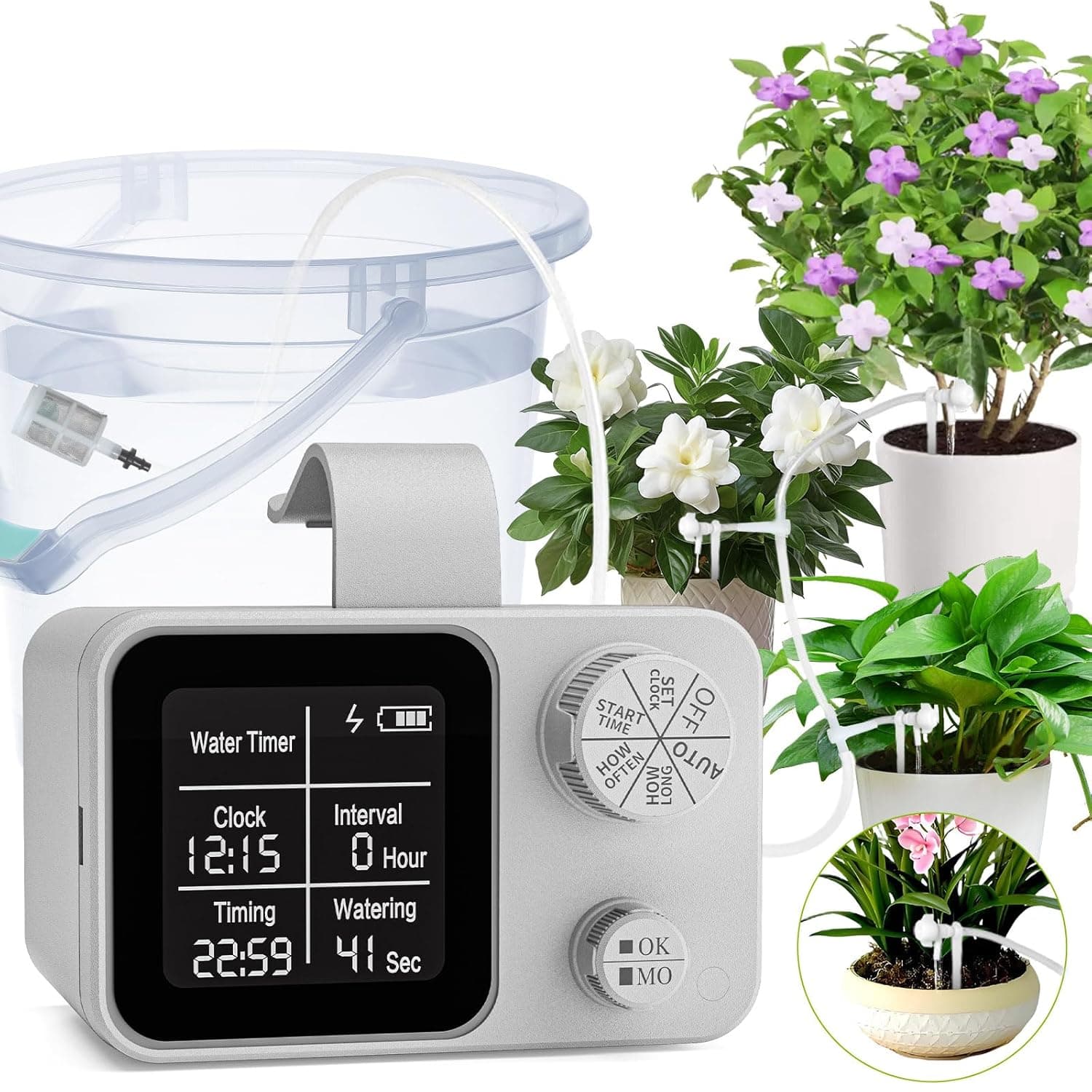 Automatic Plant Waterer Indoor Plant Watering Devices System, Self Drip Irrigation System Kit for Indoor Outdoor Garden, Adjustable Drippers, Water 15 Plants - image 1