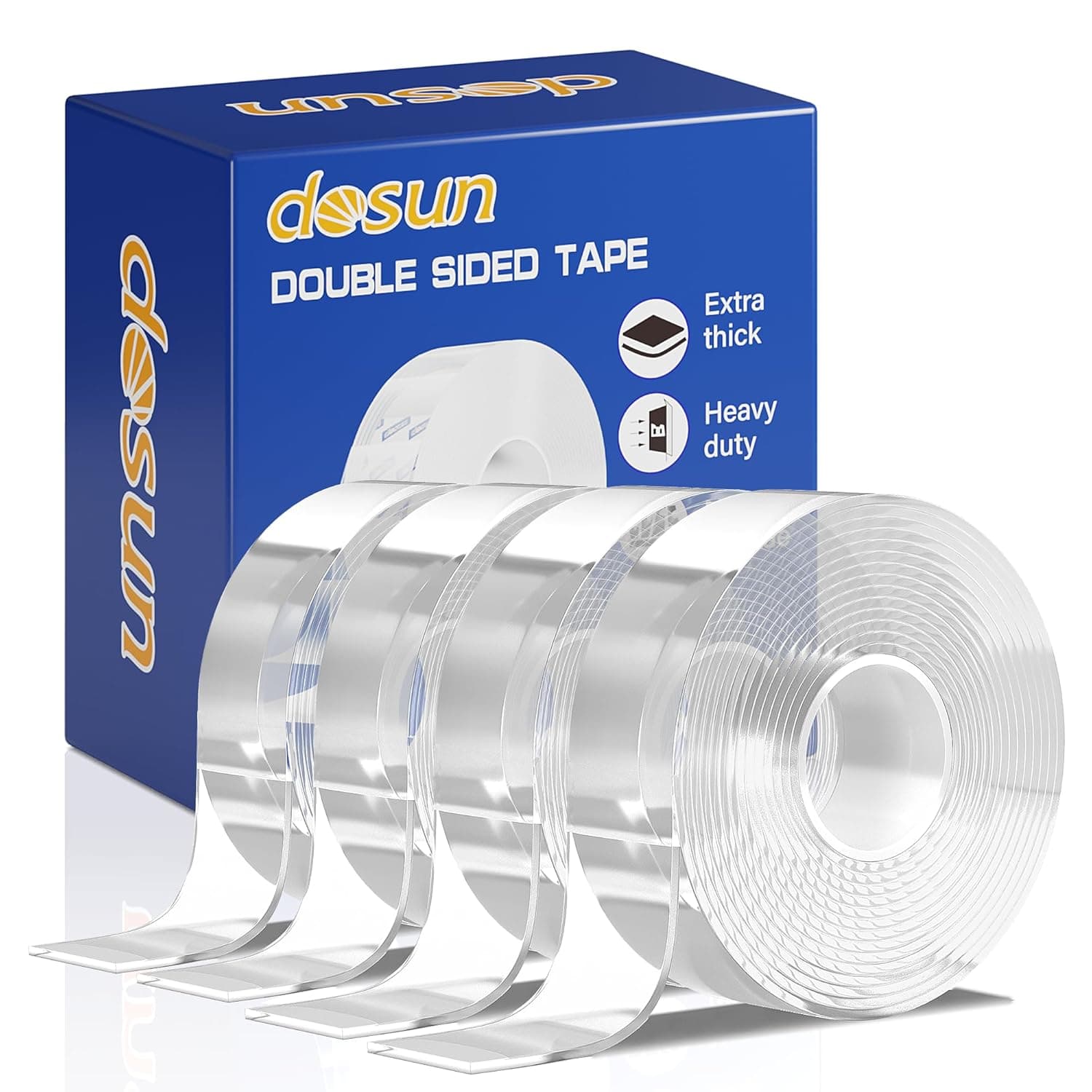dosun Double Sided Tape Heavy Duty(4 Rolls, Total 40 FT), Sided Nano Tape, Strong Double Sided Tape for Walls, Used for Carpet, Poster, Picture Hanging, Outdoor Multifunctional Mounting Tape - image 1