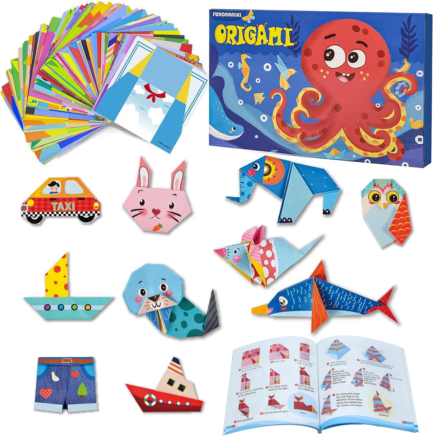 Origami Kit for Kids Ages 5-16, 212 Sheets with 72 Patterns & Instruction Book