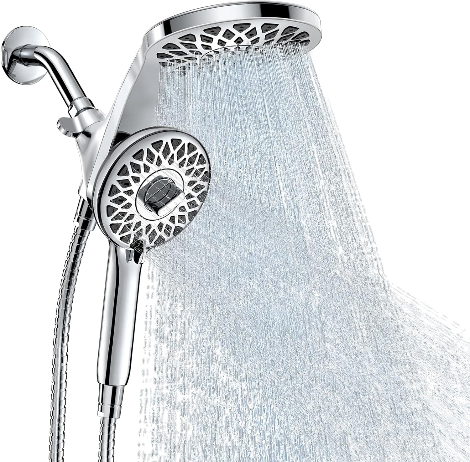 High Pressure Rain Shower Head with Handheld Spray Combo: Detachable Dual Shower Head with 10 Sprays Modes - Upgrade Knob Spray Mode Selector and Magnetic Guidance Docking System