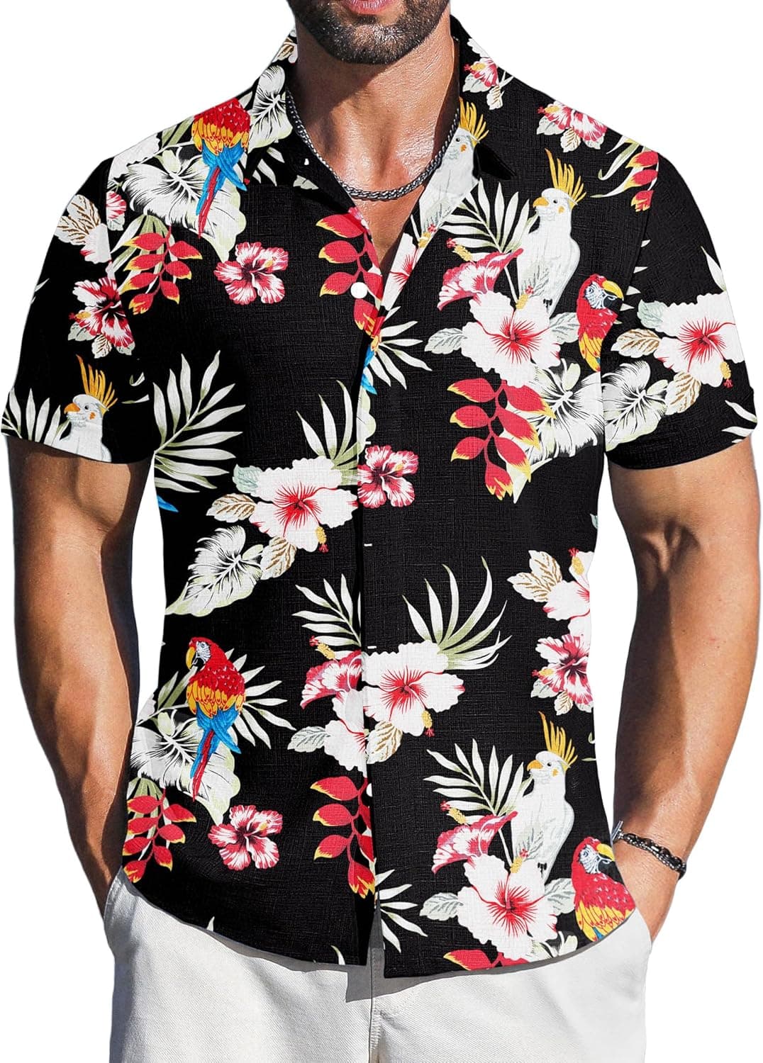 Linen Shirts Mens Button Down Short Sleeve Shirt for Summer Business Casual, Beach & Wedding Guest - image 1