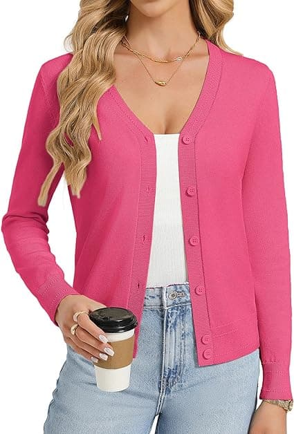 GRACE KARIN Womens Lightweight Cardigan Sweaters Trendy Button Up V-Neck Knit Cardigans Shrug Spring Fashion Clothes - image 1