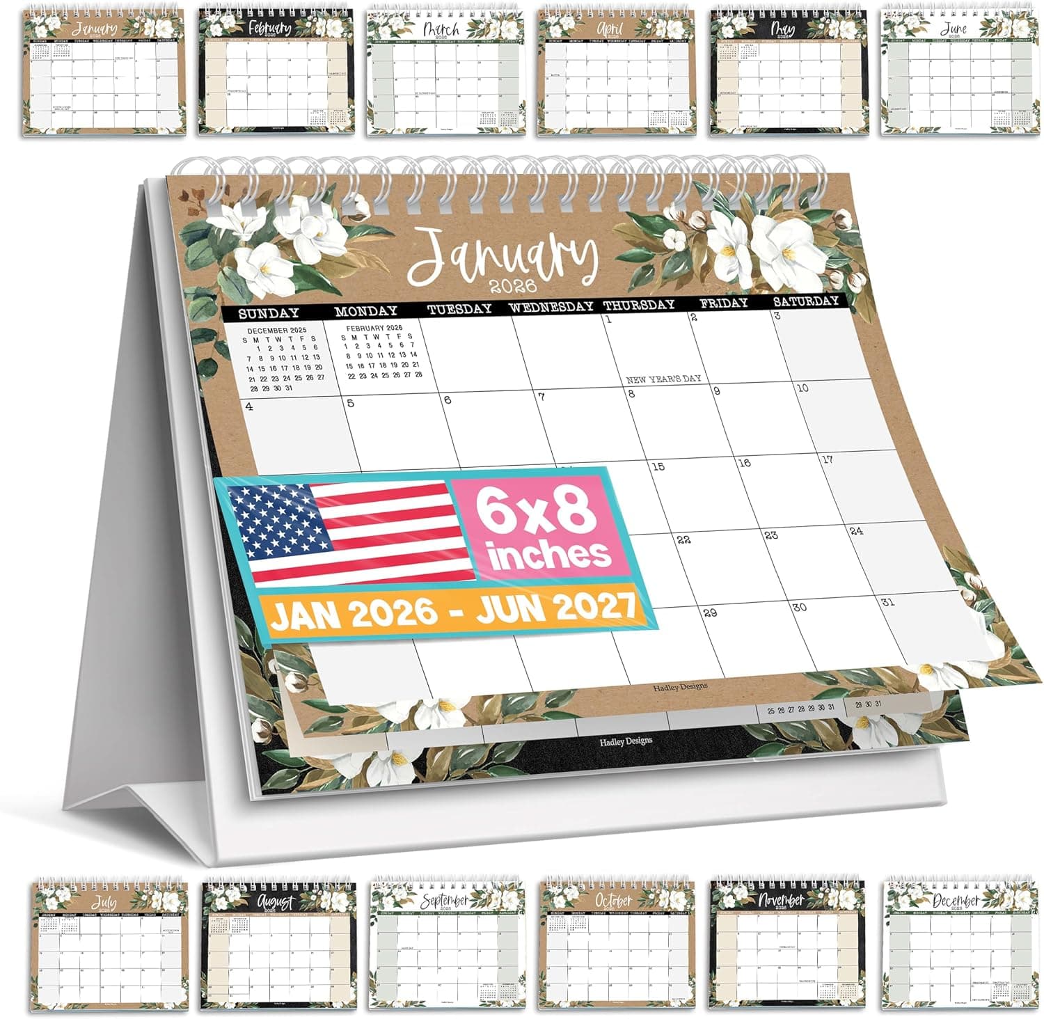 Small Desk Calendar 2026-18-Month 2026 Desk Calendar Small for Home, Office & Classroom, Standing Flip Desks Calendars 2026-2027, Teacher Appreciation Gifts, Graduation Gifts