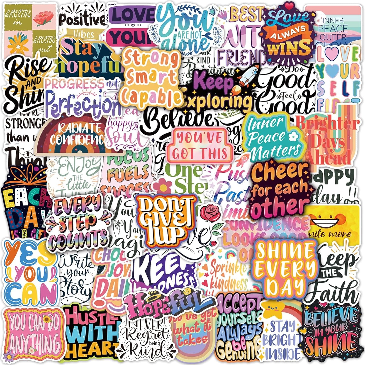 200PCS Motivational Stickers, Inspirational Vinyl Decals for Adults Teens Students Positive Affirmation Stickers for Laptop Water Bottle Scrapbook Vision Board Supplies