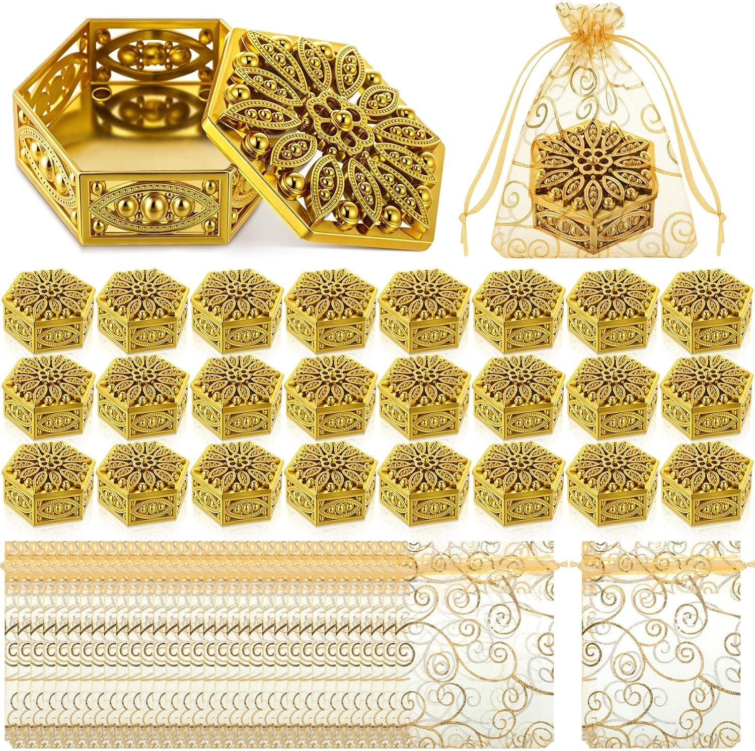 30 Pack Diwali Return Gift Indian Gift Boxes - Golden Pooja & Celebration Boxes