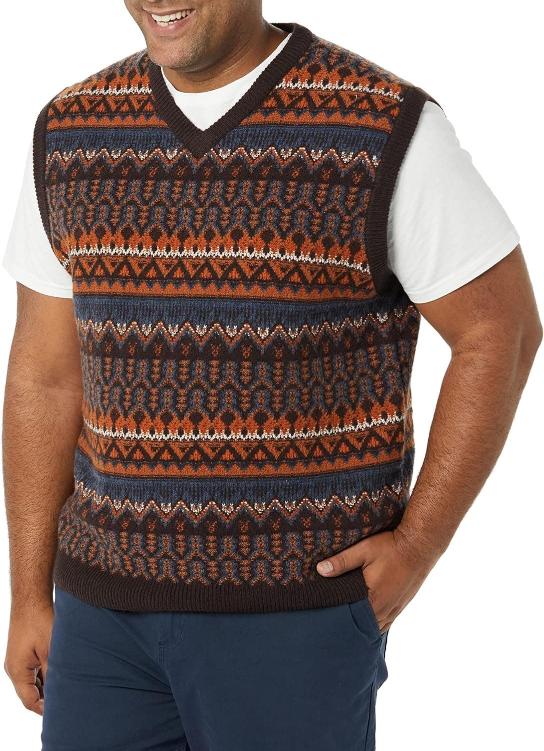 Amazon Essentials Lambs Wool Sweater Vest - Fair Isle Men's Sweater Vest