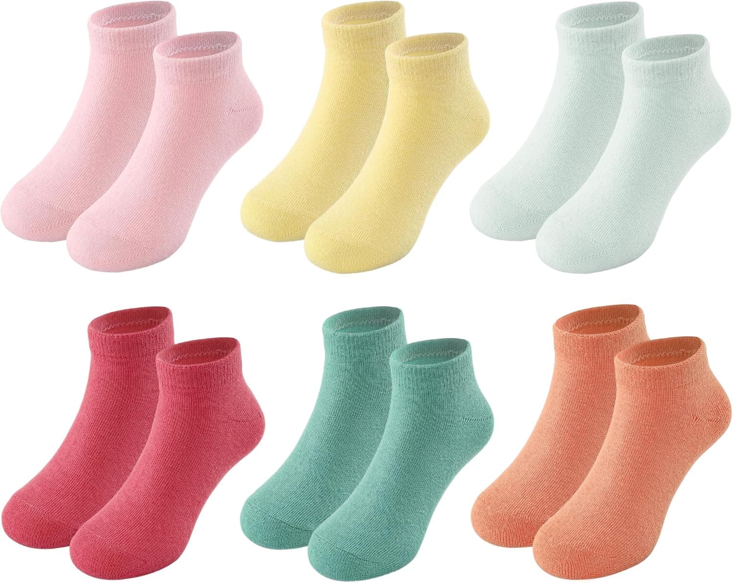 6 Pack Girls Toddler Ankle Socks, Cotton Soft Low Cut Socks for Kids, Daily School Casual Wear