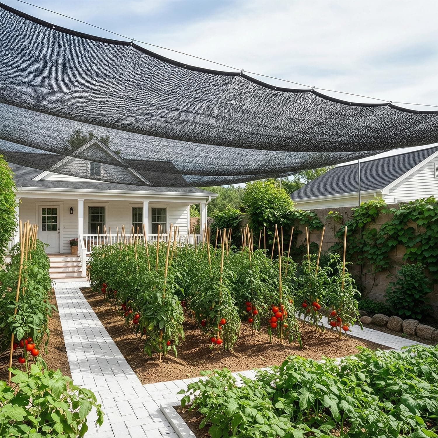 SUNNY GUARD Sun Shade Cloth, 10 x 12 FT Black HDPE Mesh - image 1