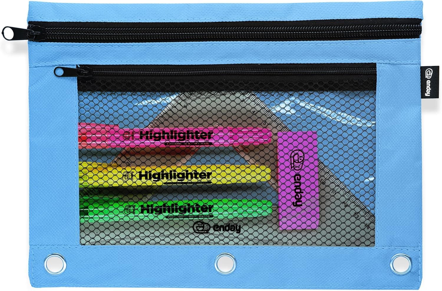Enday Blue Zippered Pencil Pouch for 3 Ring Binder - Large Pencil Case for School, Home, and Office - image 1
