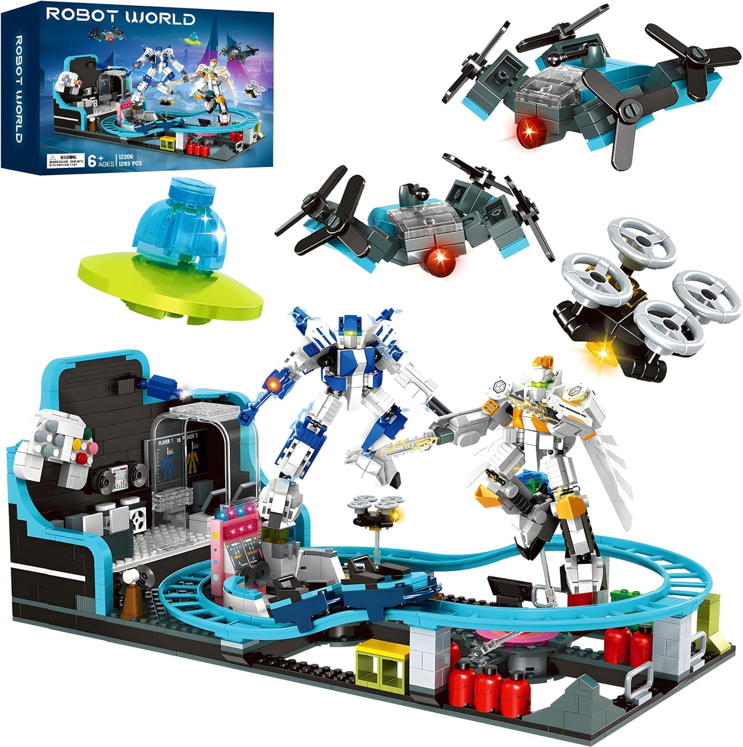 Toptrend Space Roller Coaster Toy – 1293pcs STEM Robot Building Set