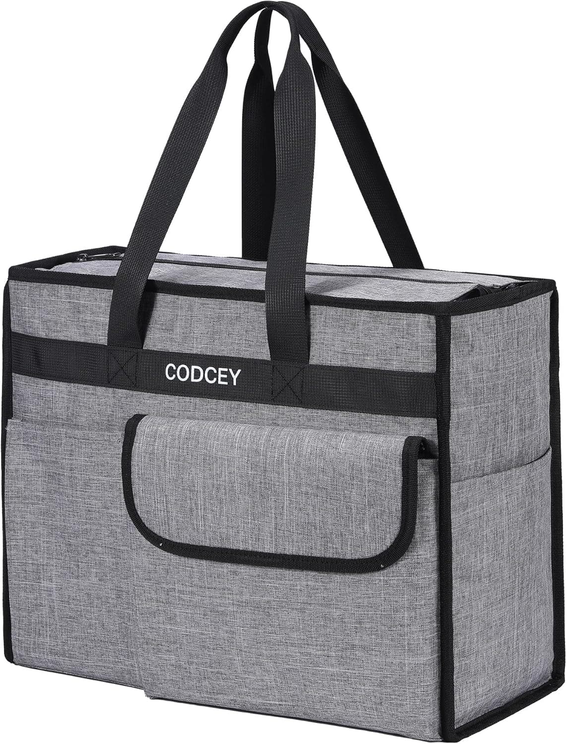 Large Utility Tote Bag with Reinforced Bottom, Waterproof Multi Pockets Beach Tote Bag for Travel, Work, School