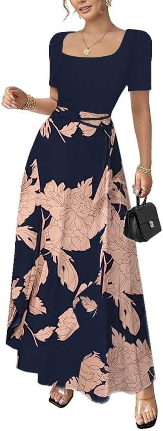 Elegant Maxi Summer Dress for Women - Slim Fit Floral Exotic Silk Hem - image 1