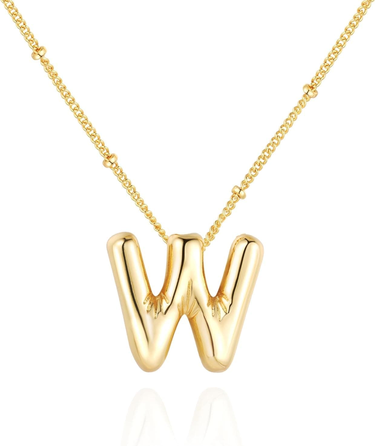 Bubble Gold Letter Necklace for Women 14k Gold Plated Balloon Initial Letter Pendant Necklace Pearl Custom Name Layered Choker Necklace Gold Jewelry