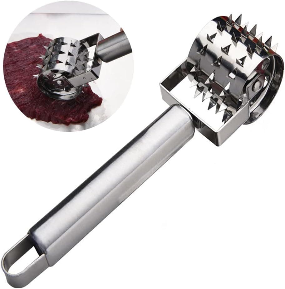 Stainless Steel Meat Tenderizers Roller, Rolling Meat Tenderizer with Ultra Sharp Needle Blades, Meat Rolling Hammer Meat Tenderizer for Kitchen Cooking Meat Tenderizing Steak, Beef, Chicken & Pork