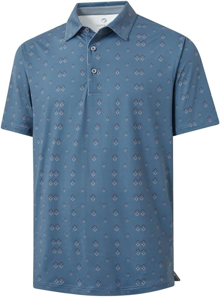JIUYANG Men's Dry Fit Golf Polo Shirts - Moisture Wicking 4-Way Stretch UPF 50+ Short Sleeve Performance Print Casual Shirt - image 1