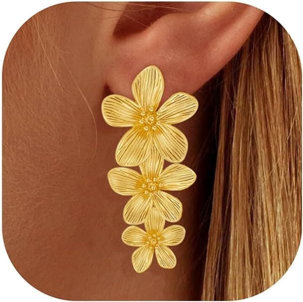 14K Gold Plated Heart Earrings for Women, Heart/Flower/Bow/Pearl Earrings Drop Stud Huggie Hoop Earring Hypoallergenic Earrings Christmas Earrings Festival Party Jewelry Gifts for Women