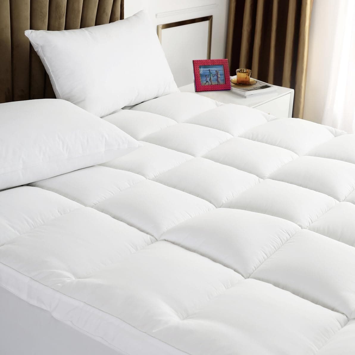 TESIONE Queen Mattress Topper – Extra Thick Cooling Pillow‑Top Mattress Pad with Deep Pocket - image 1