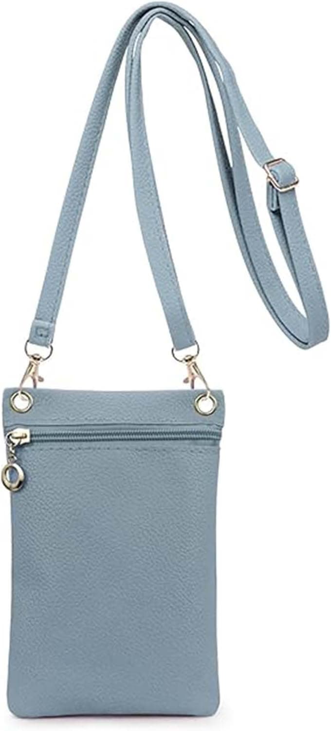 Cell Phone Purse Crossbody Bag for Women and Girls, PU Leather Phone Bag Mini Crossbody Purse with Zipper (Blue) - image 1