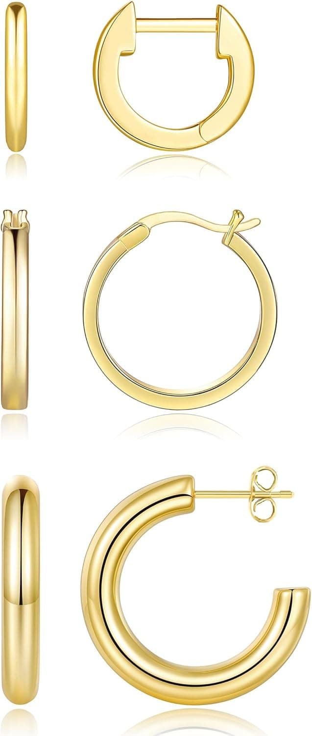 Gold Hoop Earrings for Women, 14K Gold Plated Hoop Earrings Fashion Lightweight Hypoallergenic Gold Earring Jewelry Thanksgiving Themed Earrings, Christmas Party Gift