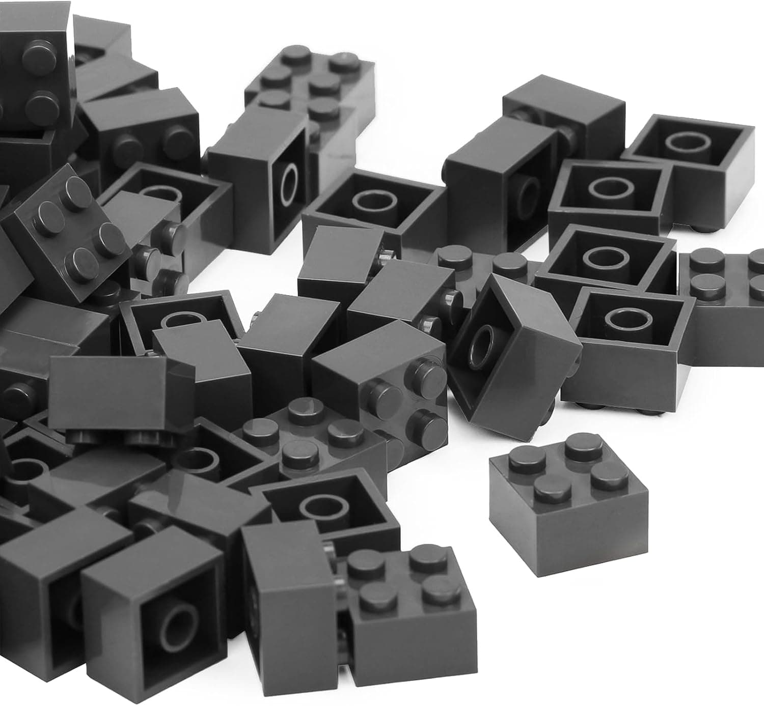 Lekebaby Classic Building Bricks, 200 Piece 2x2 Building Blocks STEM Creative Building Toys Compatible with All Major Brands, Educational Toy for Boys Girls 6 Years Old and Up(2x2 Dark Gray)