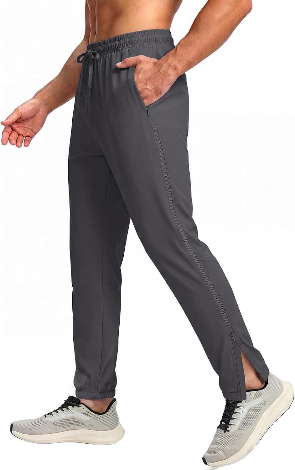 Auxo Mens Track Pants Lightweight Running Workout Gym Tapered Pants Joggers for Men with Ankle Zippers - image 1