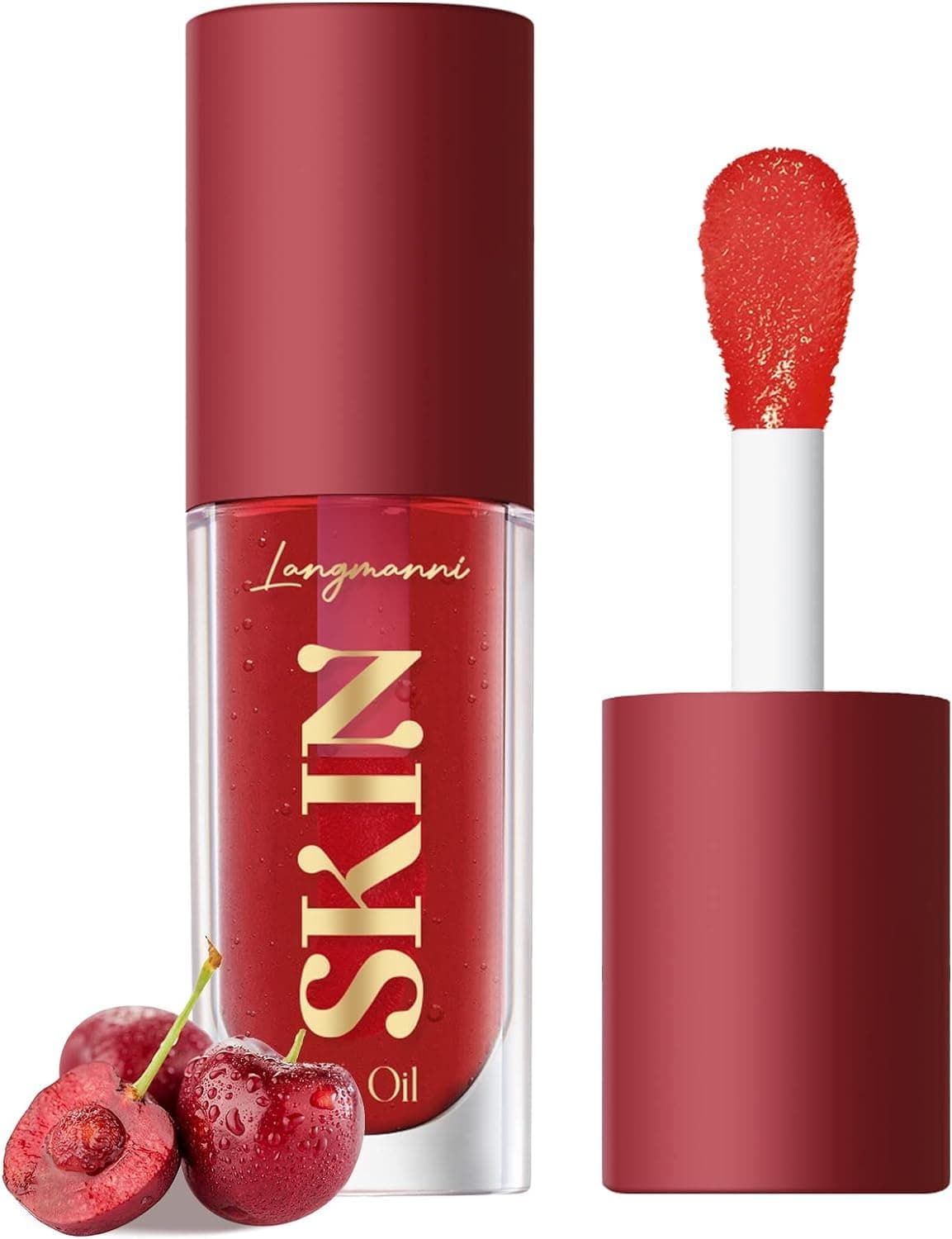 LANGMANNI Moisturizing Lip Oil,No-Sticky Lip Gloss Lip Balm Lip Care,Fruit Flavoured Lip Oil For Dry Lip's Moisturizing Hydrating And Nourishing ((Cherry)) - image 1