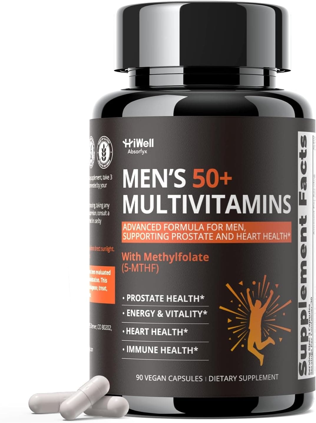 Multivitamin for Men Over 50 with Minerals, Methylfolate, Saw Palmetto & CoQ10 - Supports Energy, Heart Health, Prostate Health & Immune Function* - 3rd-Party Test, 30-Day Supply, Vegan Capsules