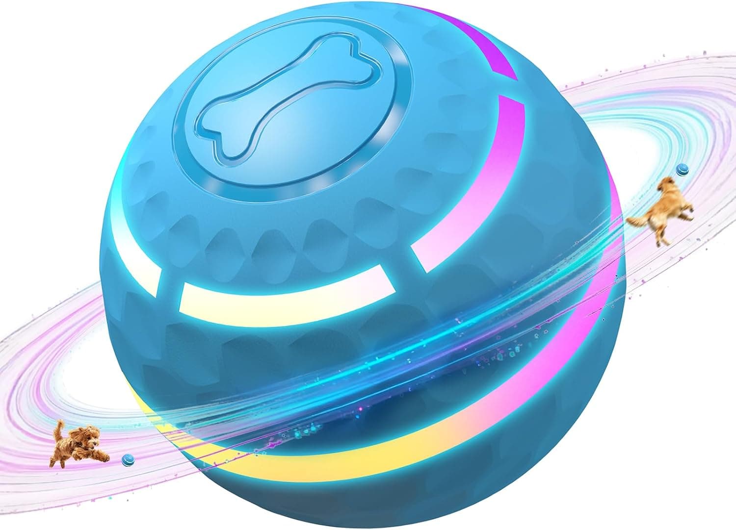 Interactive Dog Toys: Automatic Moving Dog Balls with LED Lights, Puppy Toy to Keep Them Busy, Shaky Dog Ball for Small,Medium,Large Dogs, Dog Toys for Aggressive Chewers,Rechargeable - (Blue) - image 1