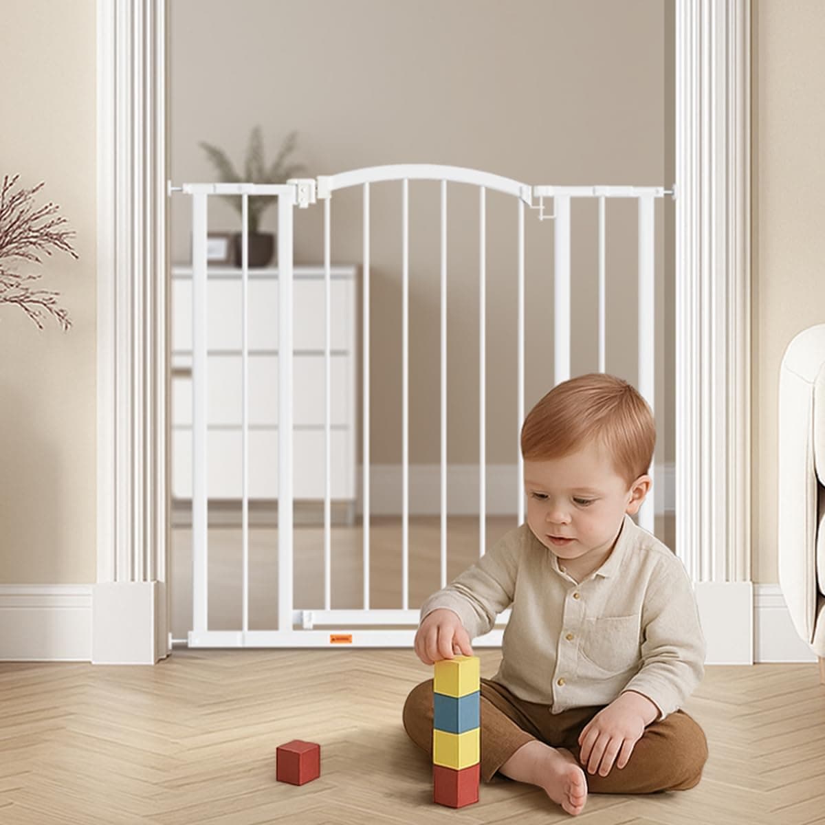 Baby Gate for Stairs and Doorways, 28.5" -40" Adjustable Width, 36" Height, Dog Gate for Doorways with Pressure & Wall Mount Kits, Baby Safety Gate for Stairs, Doorways, and Indoor Use