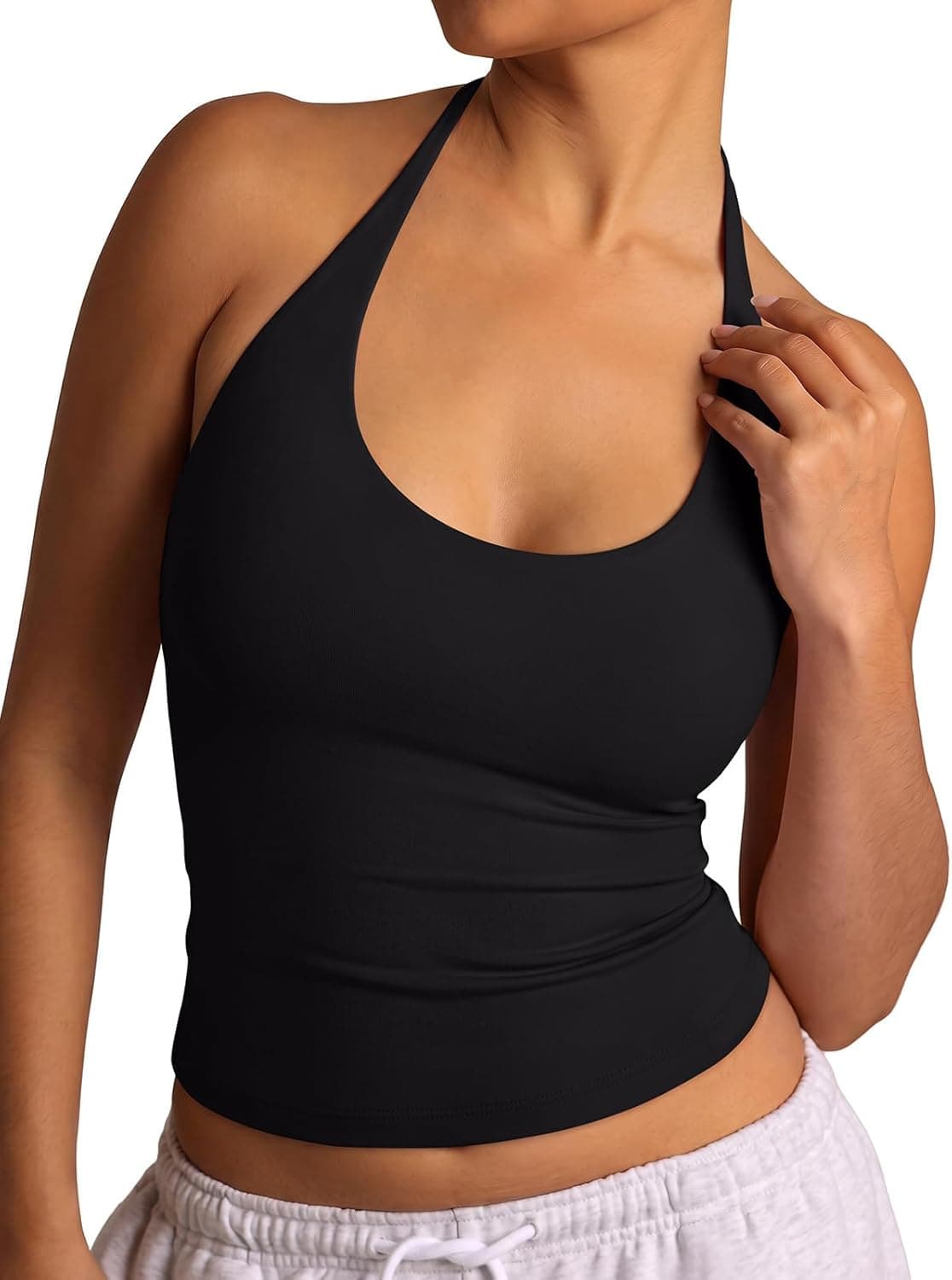 REORIA Women's Halter Tank Tops Backless Tie Scoop Neck Double Lined Basic Summer Outfits 2026 - image 1