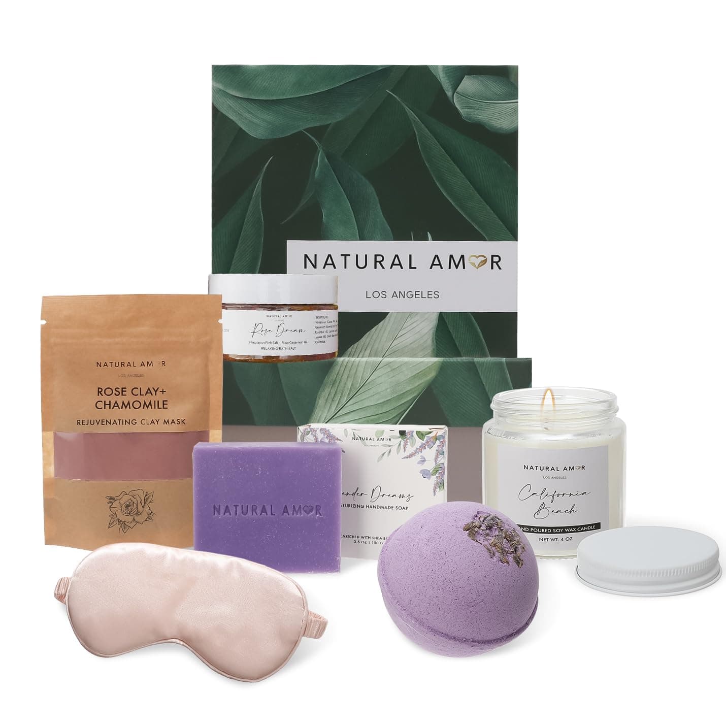 Natural Amor Spa Gift Set for Women – 6-Piece Self Care Gift Box with Handmade Soap, Bath Bomb, Candle & Skincare, Ready-to-Gift Relaxation Set - image 1