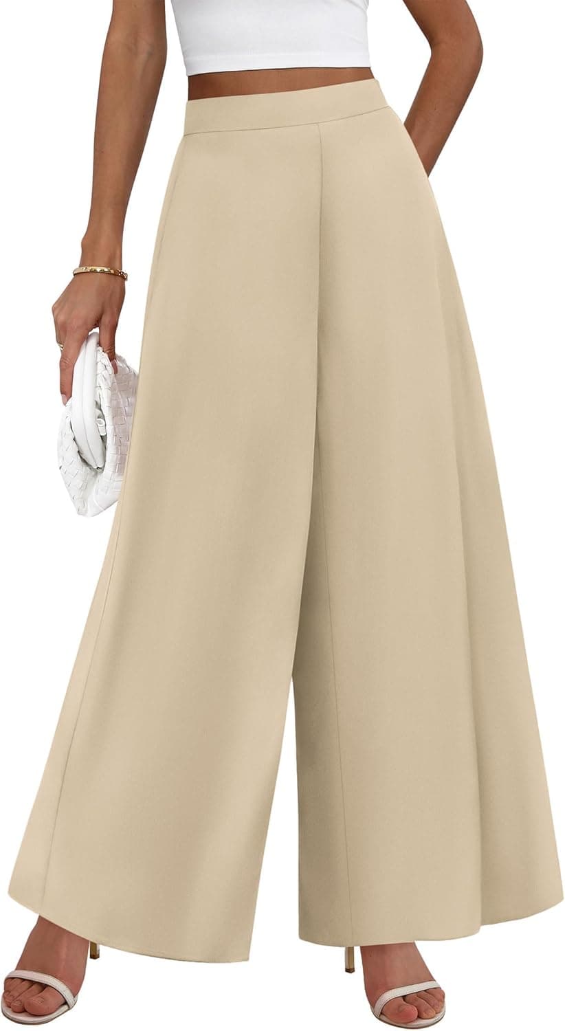 KIRUNDO Palazzo Pants for Women Dressy 2026 Spring Slacks Wide Leg High Waisted Business Casual Work Trousers with Pockets - image 1