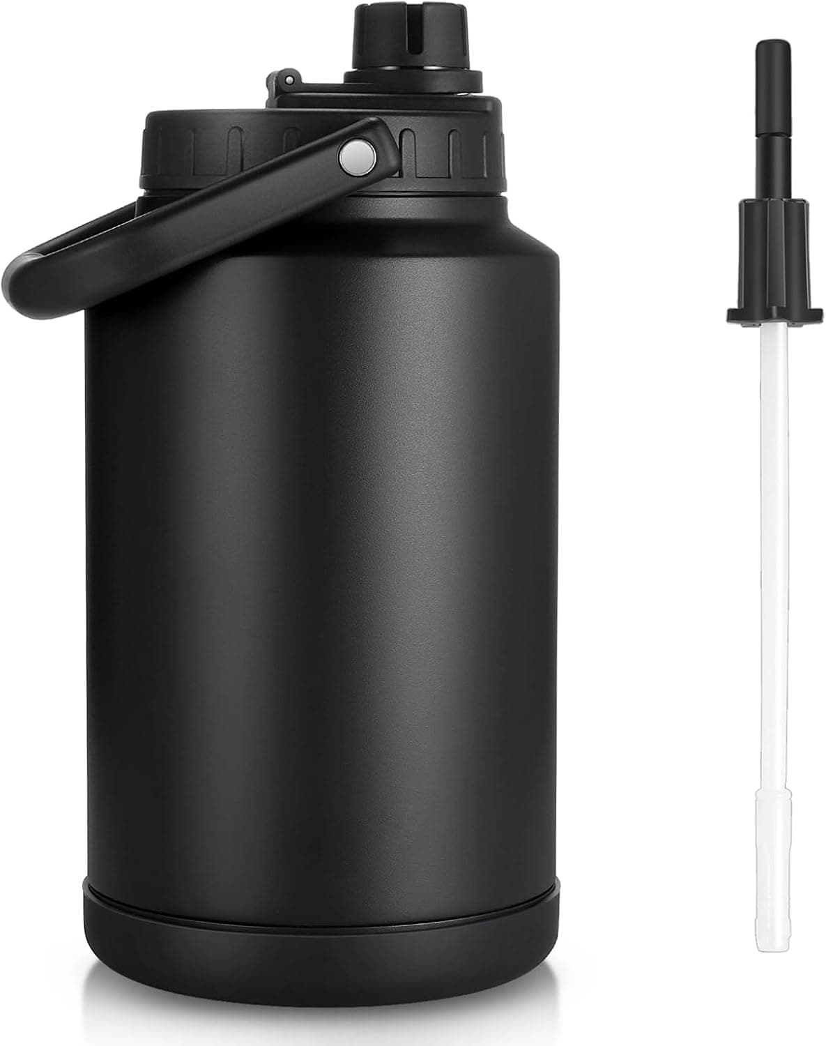 Sursip 1 Gallon Insulated Water Jug wtih Straw, Stainless Steel Large Sports one Gallon Water Bottle for Travel, Hiking, Camping 128 oz(Black) - image 1