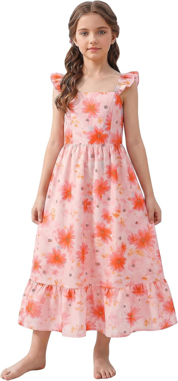 SOLY HUX Toddler Girl's Floral Print Sundresses Sleeveless Maxi Dress