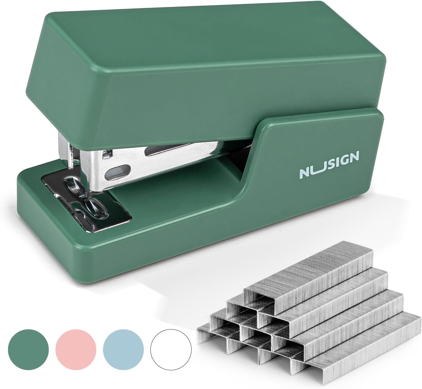 NUSIGN Mini Desk Stapler with 830 Staples - Small Cute Green Office Supply - image 1