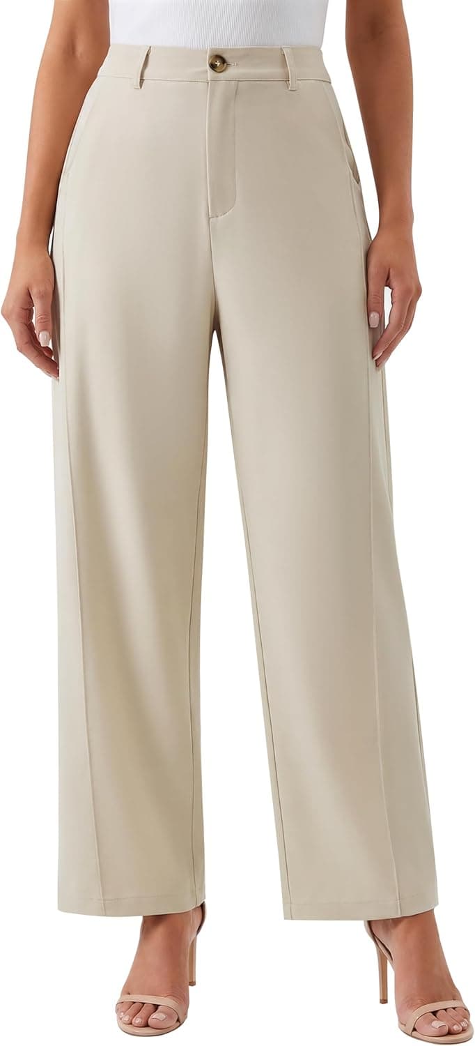 Blooming Jelly Womens Wide Leg Work Pants Barrel Elastic High Waist Stretchy Trousers Trendy Business Casual Office Slacks - image 1