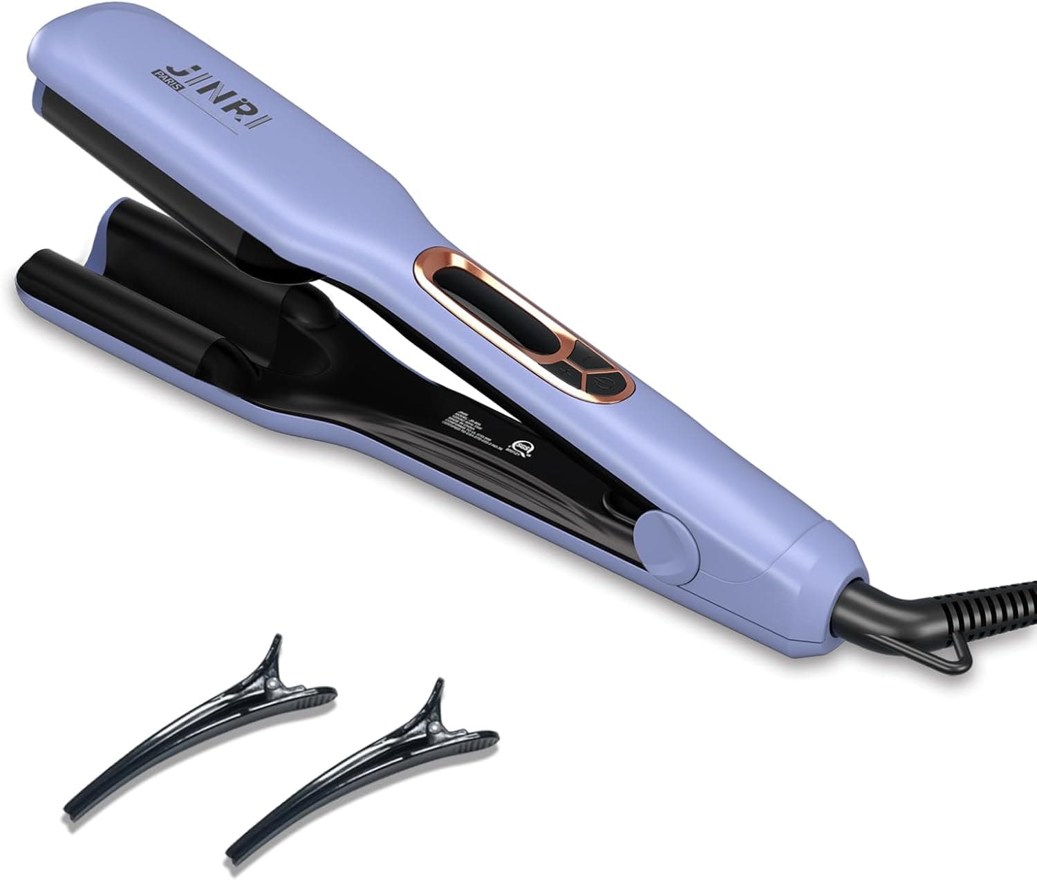 JINRI Hair Iron, Hair Brush, Pumped-Up Volume, Adjustable Temp, 360 ° Tail Rotation, Lasting Volume, for Short Or Thin Hair, Dual Voltage (100-240V), Volumizing Hair Iron, Purple, 1.25 inch