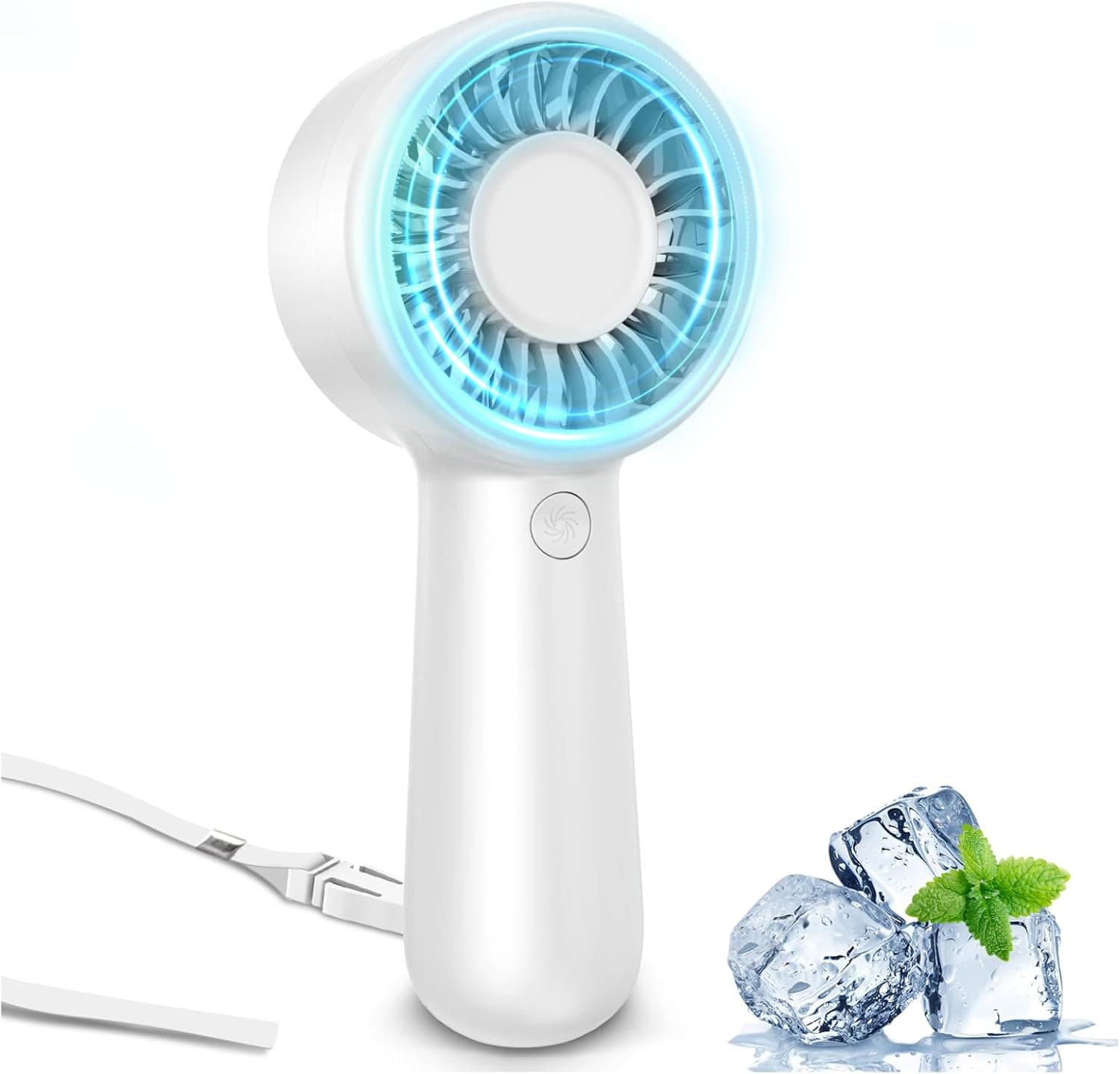 Portable Handheld Fan Personal Small Turbo Hand Fan Powerful, Cooling, Lanyard, USB Rechargeable, 5 Speeds, Makeup, Gifts for Women Men, Kid, Mom, Hot Summer, Travel, Sports, Wedding Use - image 1