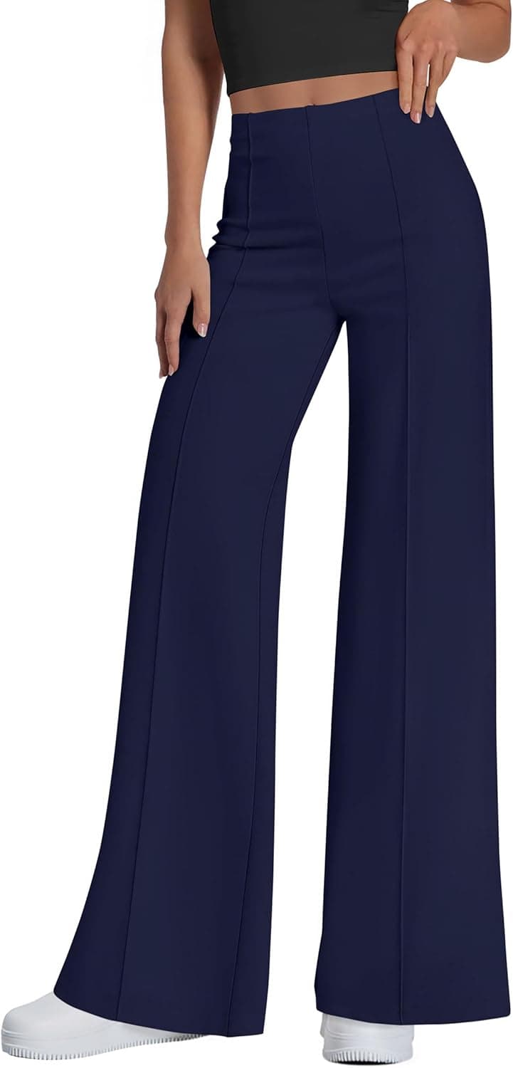 PRETTYGARDEN Women's Wide Leg Palazzo Pants 2025 Dressy Casual Lounge Workout Sweatpants High Waisted Trousers(Navy Blue,Medium) - image 1