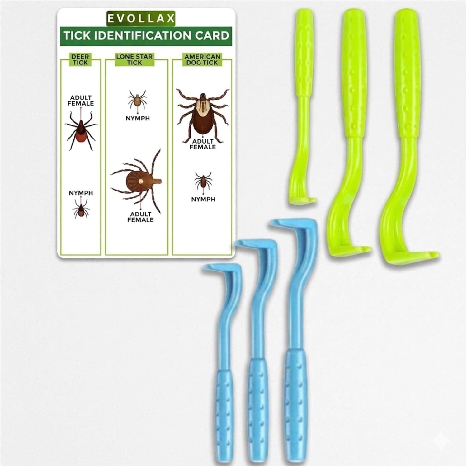 Tick Removal Tool – 6 Pack Tick Remover Tool for Humans and Pets | Tick Removal Kit Includes Tick Identification Card | Tick Prevention for Dogs and Cats Safely Remove Entire Tick Head & Body - image 1
