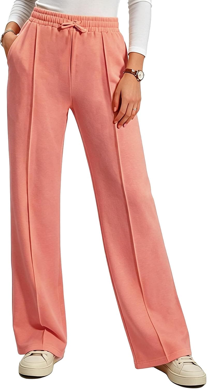 Women Wide Leg Sweatpants Baggy Palazzo Yoga Pants French Terry Lounge Pants with Pockets - image 1