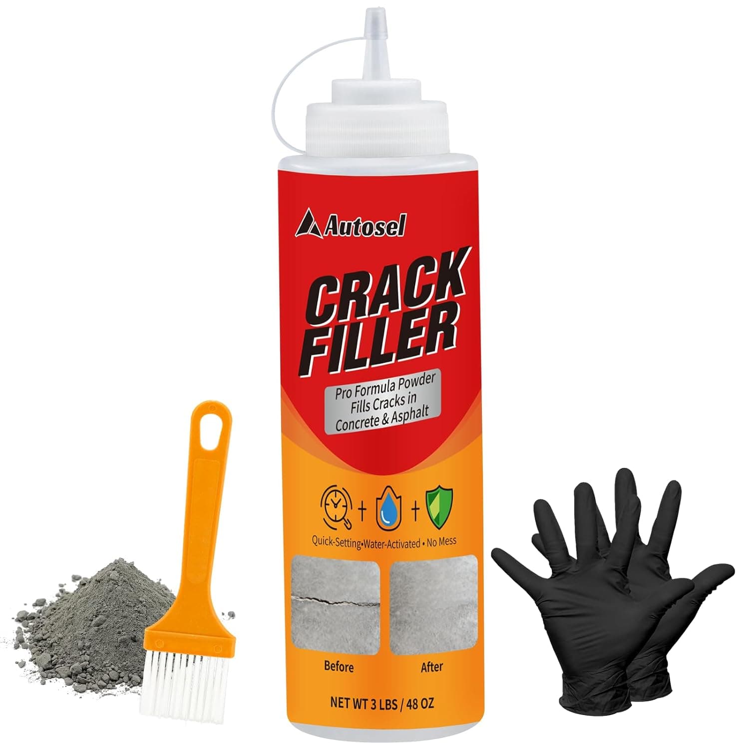 Concrete Crack Filler 3LB (Gray) – DIY Concrete Crack & Surface Patching for Driveways, Walkways, Patios, Walls & Floors - image 1
