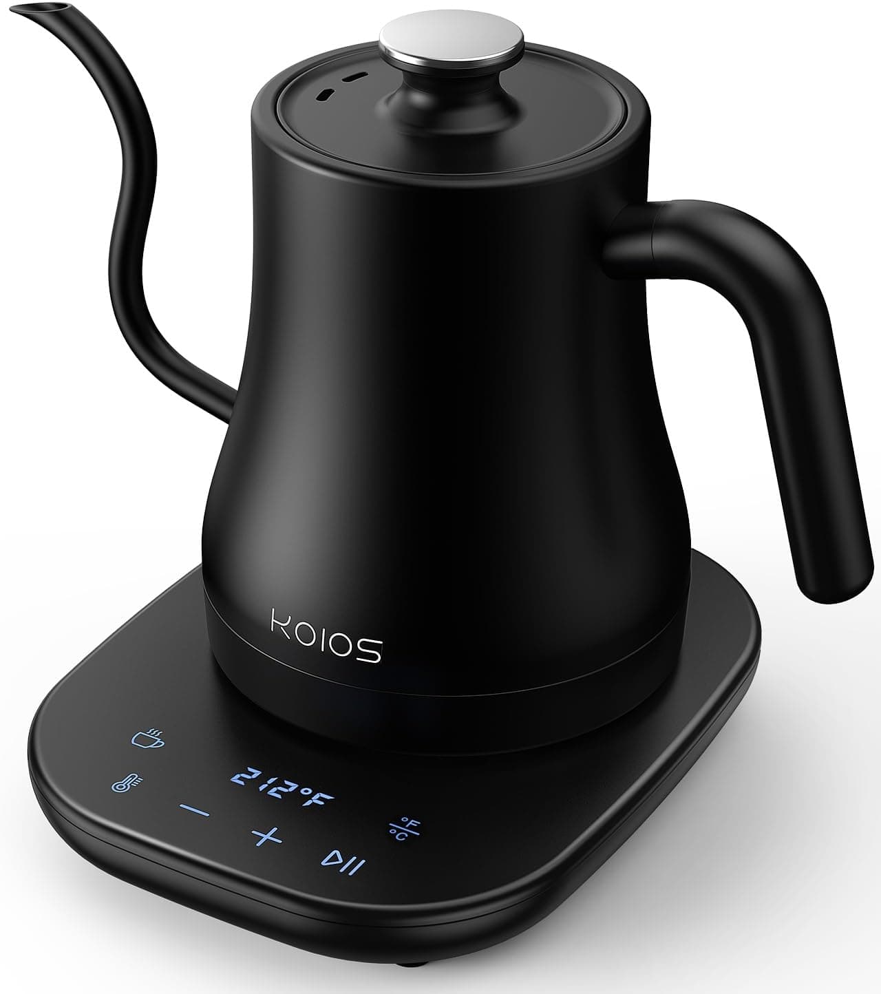 KOIOS Gooseneck Electric Kettle with ±1℉ Temperature Control & Mute Mode, 0.8L Pour Over Kettle for Coffee & Tea, 1200W Quick Heating Stainless Steel Water Boiler with 4Hrs Keep Warm, Matt Black - image 1