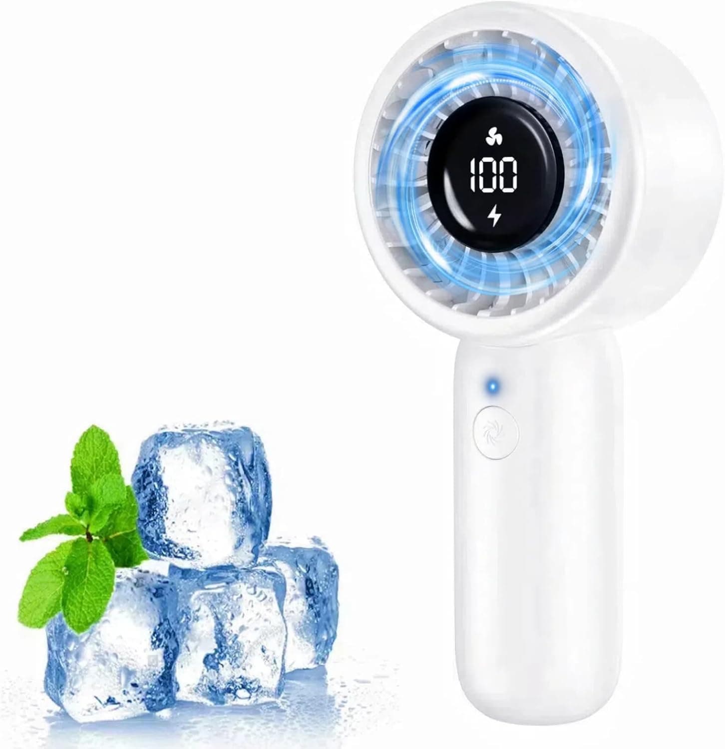 Handheld Fan - Portable Handheld Turbo Fan with Lanyard, 5 Speed Winds, LED Display, Rechargeable Battery Powered, Mini Pocket Personal Fans for Outdoor/Travel/Hot Flashes/Makeup, Gifts for Men/Women - image 1