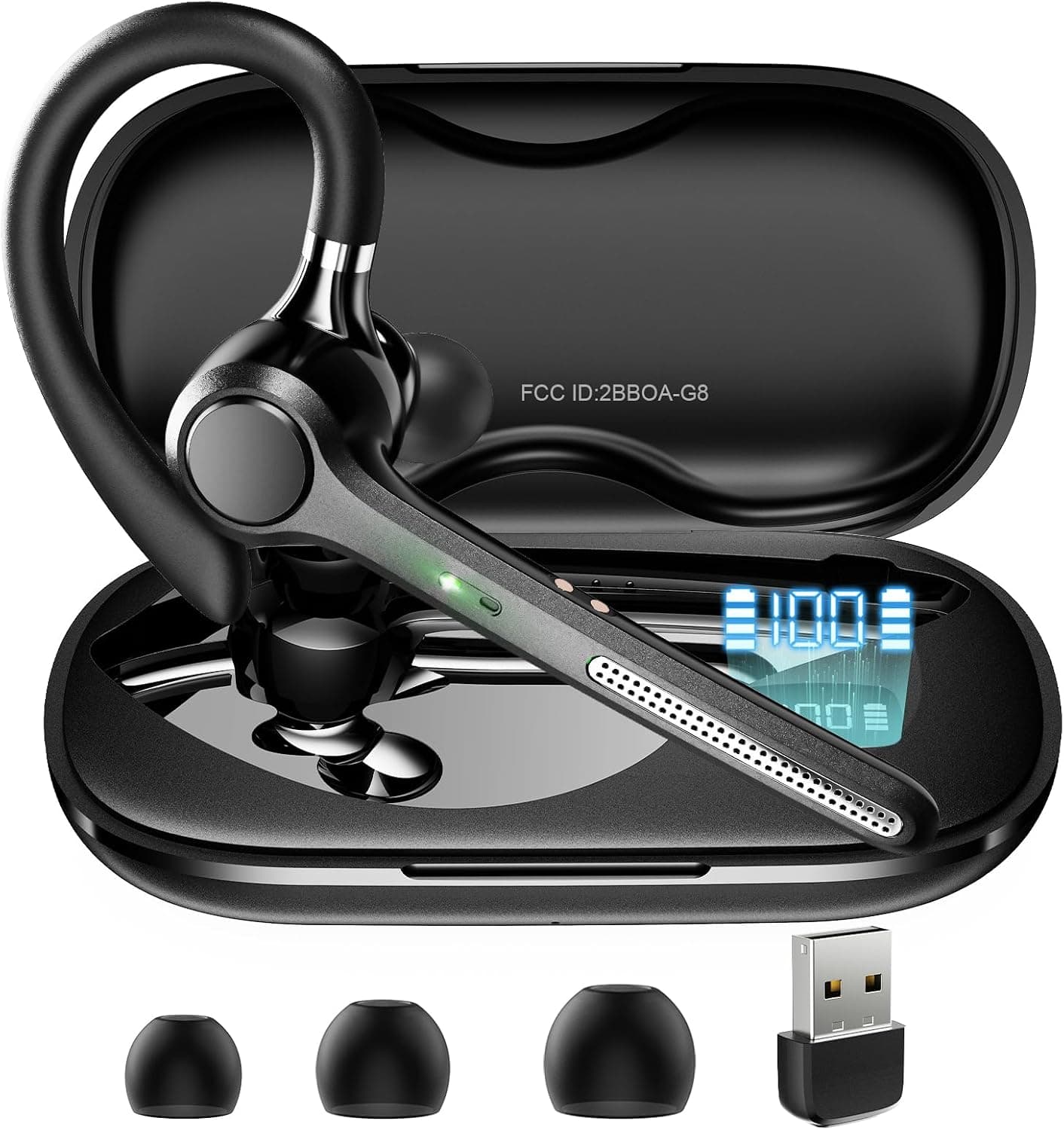 Bluetooth Headset V5.4 USB Dongle Wireless Earpiece with Mic for Work