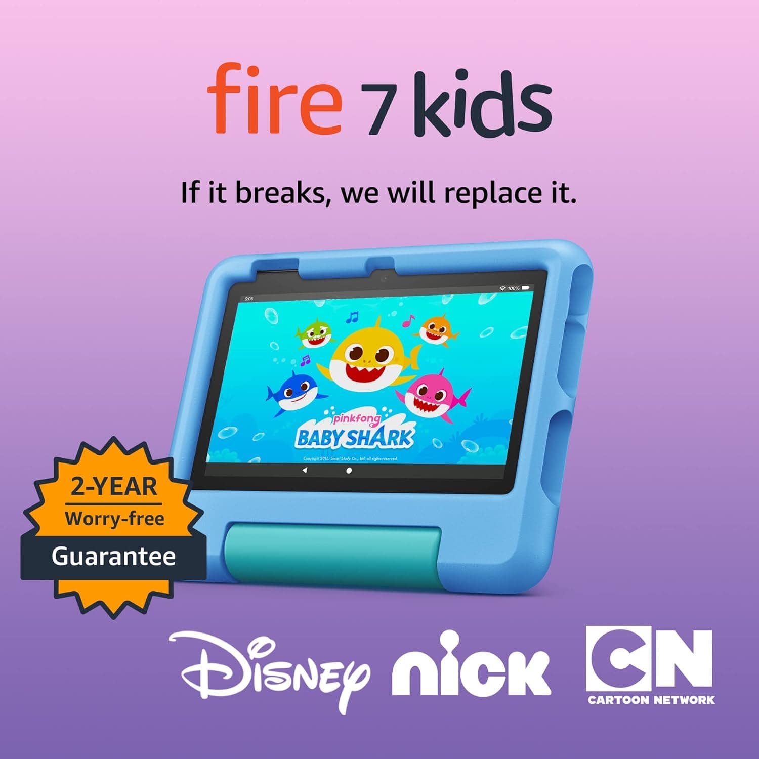 Amazon Fire 7 Kids Tablet (Ages 3-7) - Ad-Free & Kid-Proof Bundle