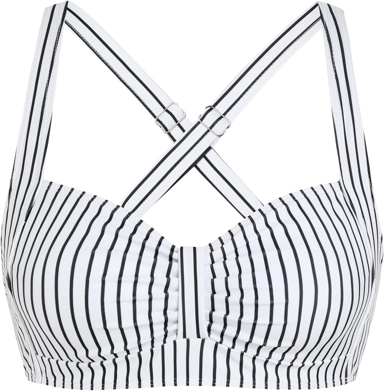 ZAFUL Women Bikini Top Only-Ruched Bra Padded Bathing Suit Top Cross Back Vintage Retro Bathing Suit Tops 2025