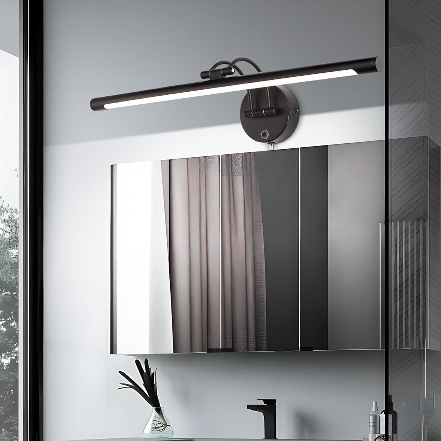 Plug in LED Light Panels Bar 24 inch Vanity Lights Matte Black Bathroom Vanity Light Rotatable Head Bathroom Lighting Fixtures Over Mirror 3CCT Dimmable Wall Sconce Picture Lamp - image 1