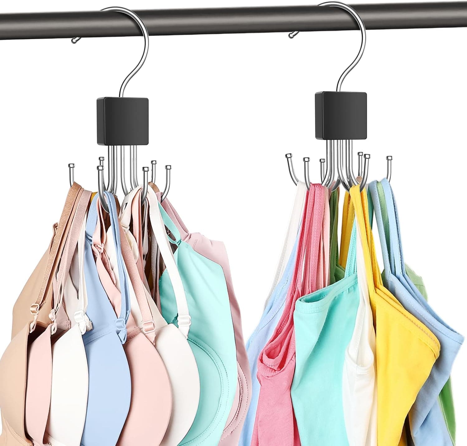 2 Pack Tank Top Hanger, Bra Hangers for Closet Organizer Max 36 Storage Capacity, Space Saving 360°Rotatable Metal Bra Organizer, Closet Organizers and Storage for Tank Top, Bras, Scarf, Purse etc. - image 1
